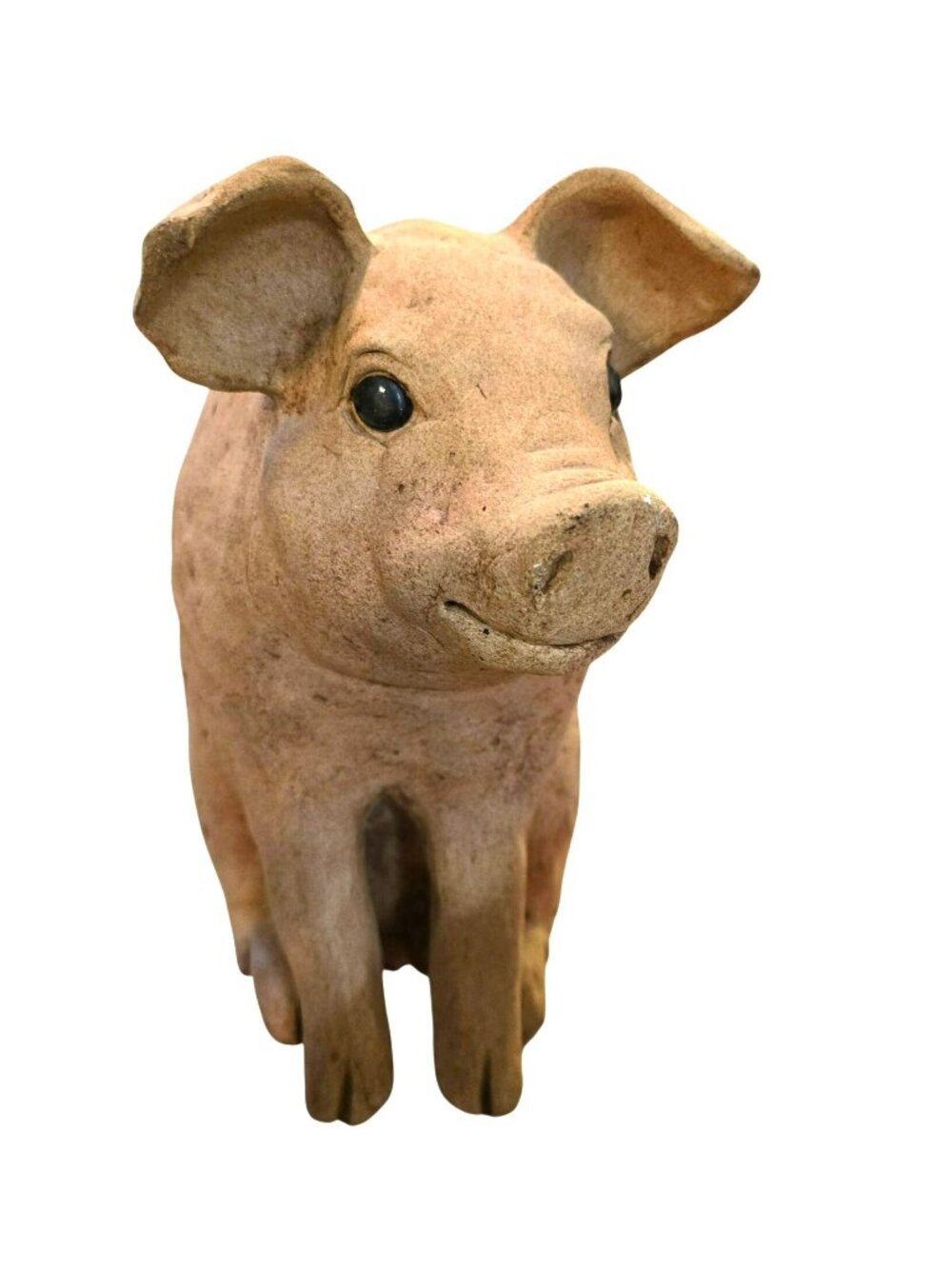 Artisan Made Terracotta Pig Figurine Rustic Farmhouse Decor 12 1988 CM2376